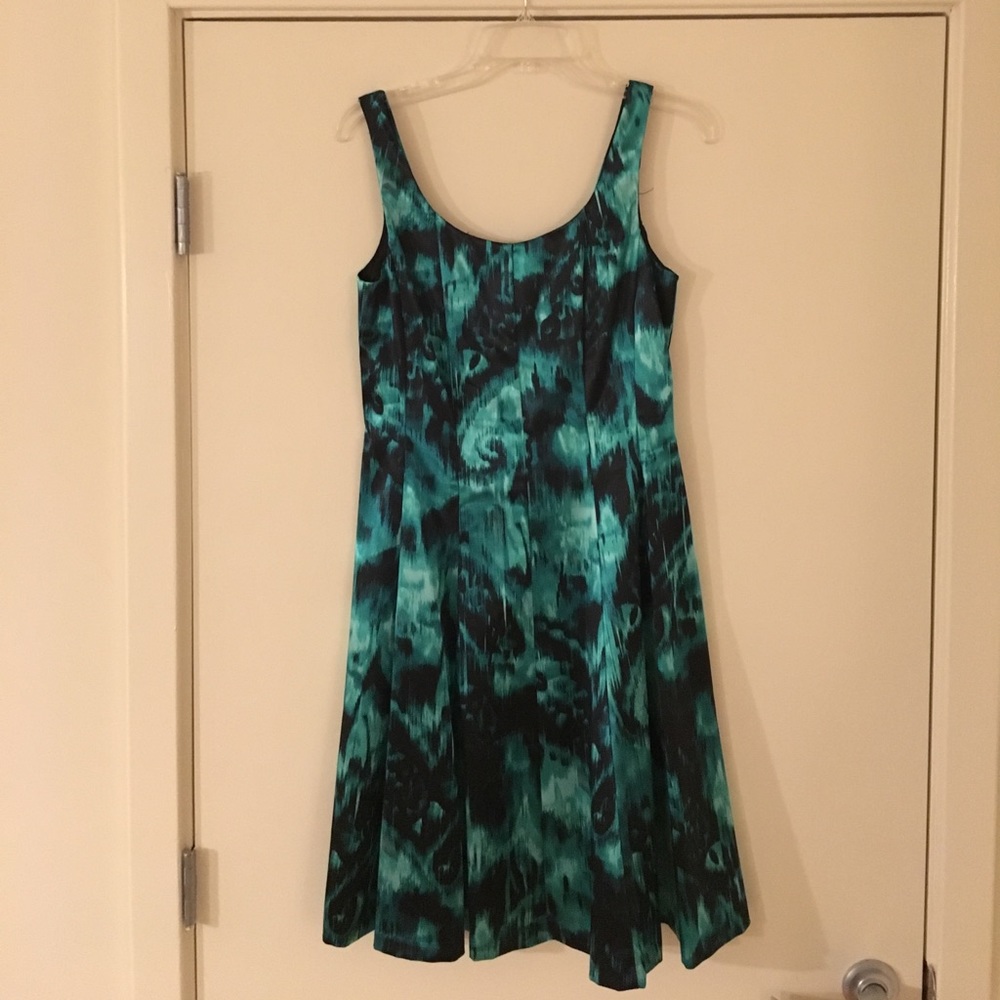 Satin black and green cocktail dress
